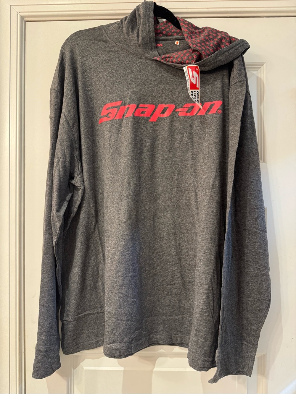 NWT 🔧 Snap-on Tools Long Sleeve Hoodie Shirt – Gray/Red